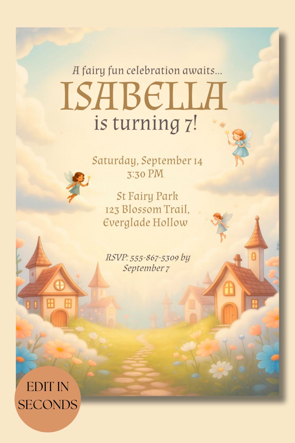 Fairy Birthday Invitation | Editable Fairy Garden Invite